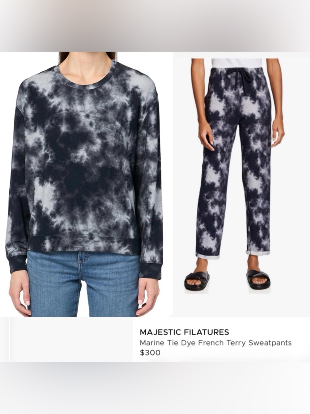 MAJESTIC FILATURES Marine Tie Dye French Terry Sweatshirt + Sweatpant SET